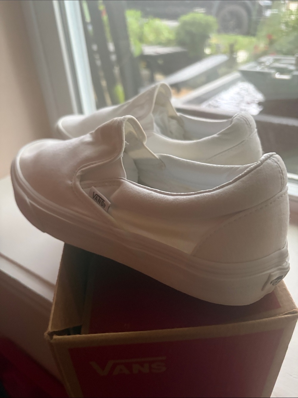 Vans White Canvas Slip-On Sneakers - Picture 3 of 9